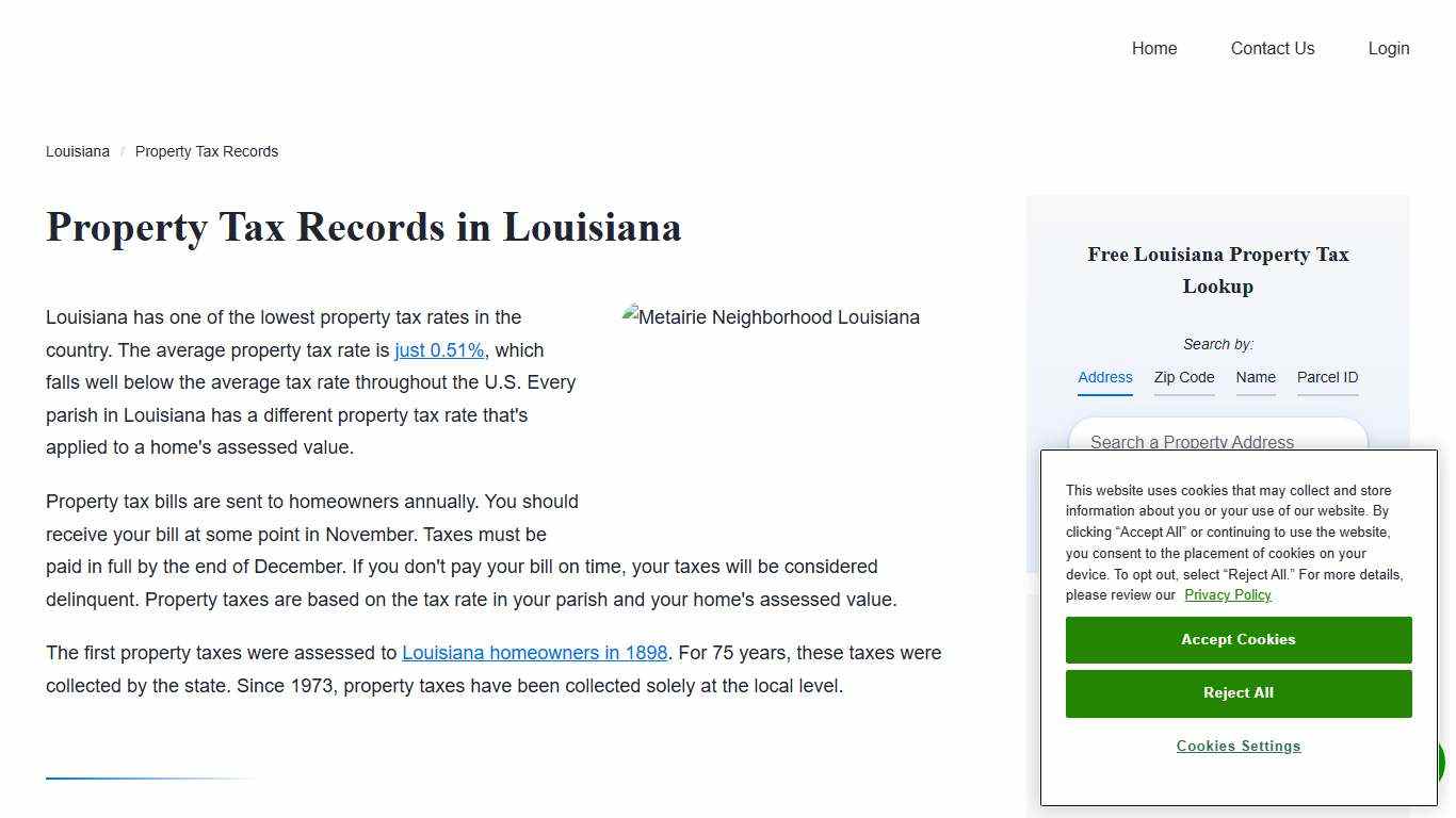 Find Property Tax Records in Louisiana by Address or Name